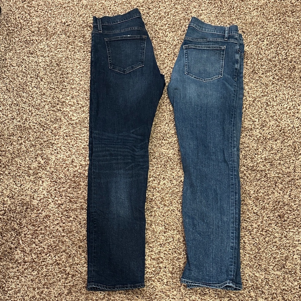 J. Crew Factory Men's Straight Jeans in Dark and Medium Blue Set of Two